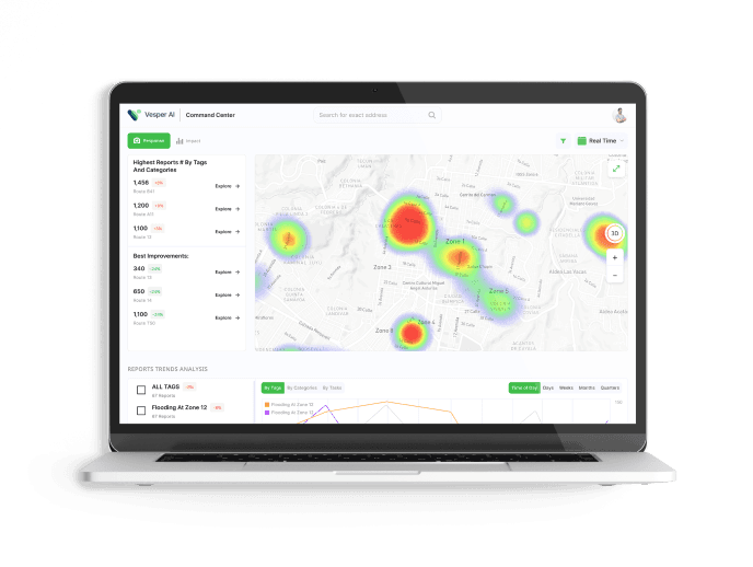 Laptop depicting Vesper AI data on a map